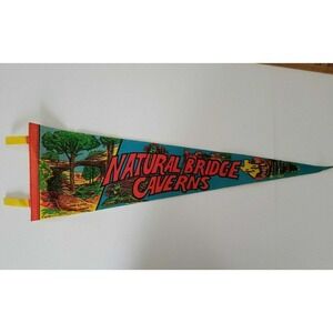vintage 1977 Natural Bridge Caverns‎ Texas travel souvenir felt flag pennant